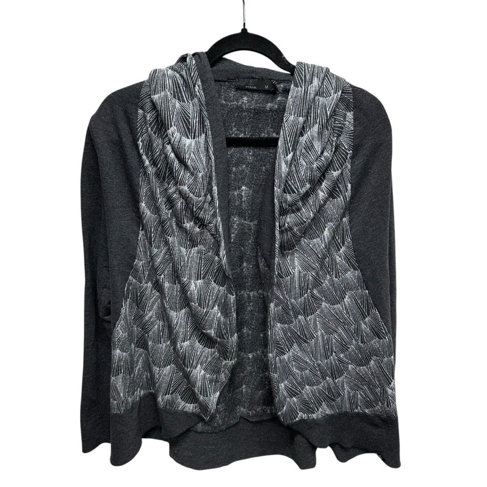 Prana Graceful Moonrock Hooded Open Front Cardigan Jacket Size M Medium